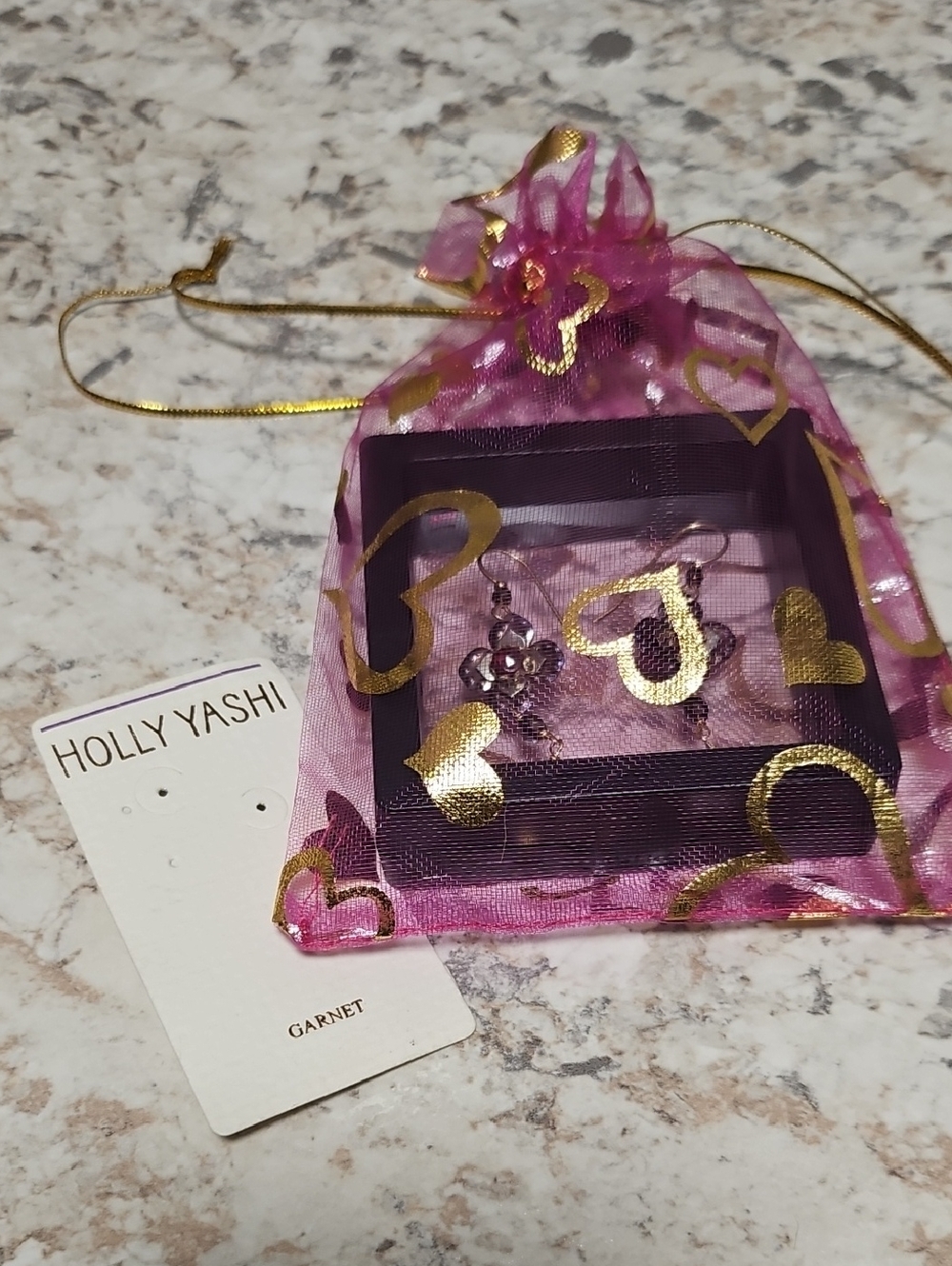 Holly Yashi Niobium Garnet Crystal Dangle Earrings - Picture 8 of 8